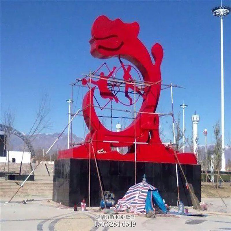 不锈钢龙雕塑环形 企业标志雕塑精选 主题龙雕塑提供