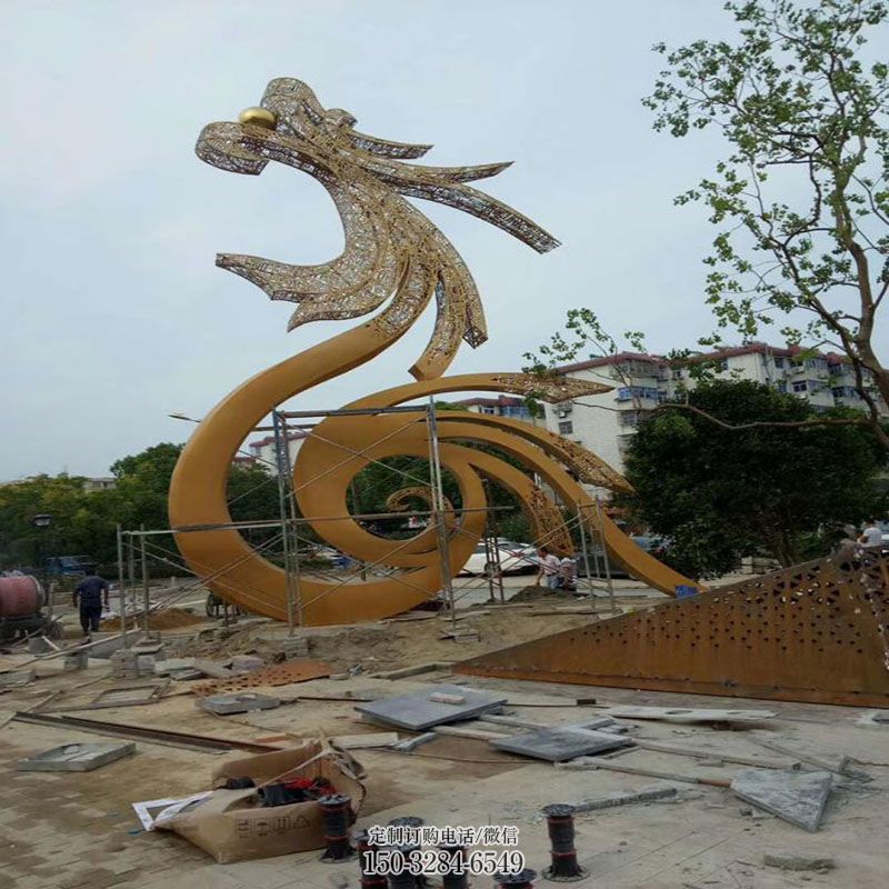 企业不锈钢龙雕塑 景观艺术雕塑承接 商场龙雕塑常用