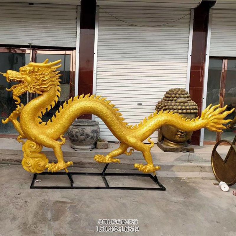 镜面卧龙雕塑 园林雕塑摆件订做 城市广场铜龙雕塑提供