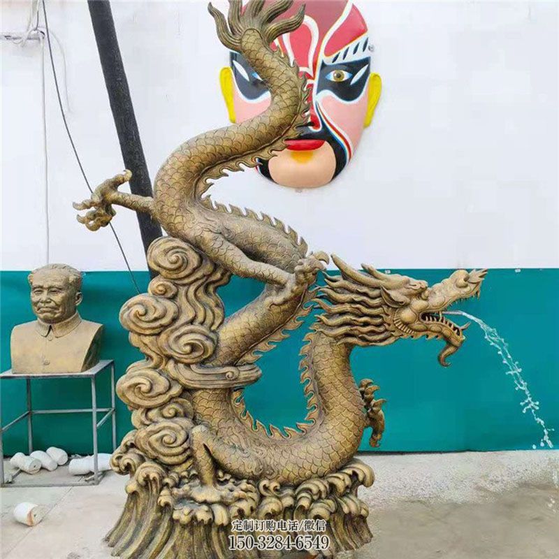 镜面蛟龙雕塑 园林龙雕塑摆件订做 城市广场铜龙雕塑提供