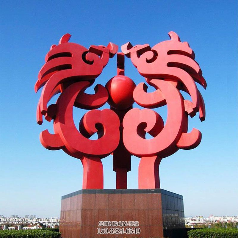 企业二龙戏珠雕塑 雕塑展示提供 景观镂空龙戏珠雕塑定做