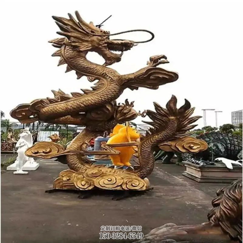 中式二龙戏珠雕塑 园林景观雕塑精选 园林龙戏珠雕塑摆件订做