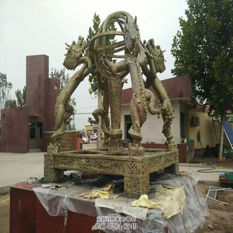 空间九龙戏珠雕塑 户外雕塑摆放精选 龙雕塑工艺服务商