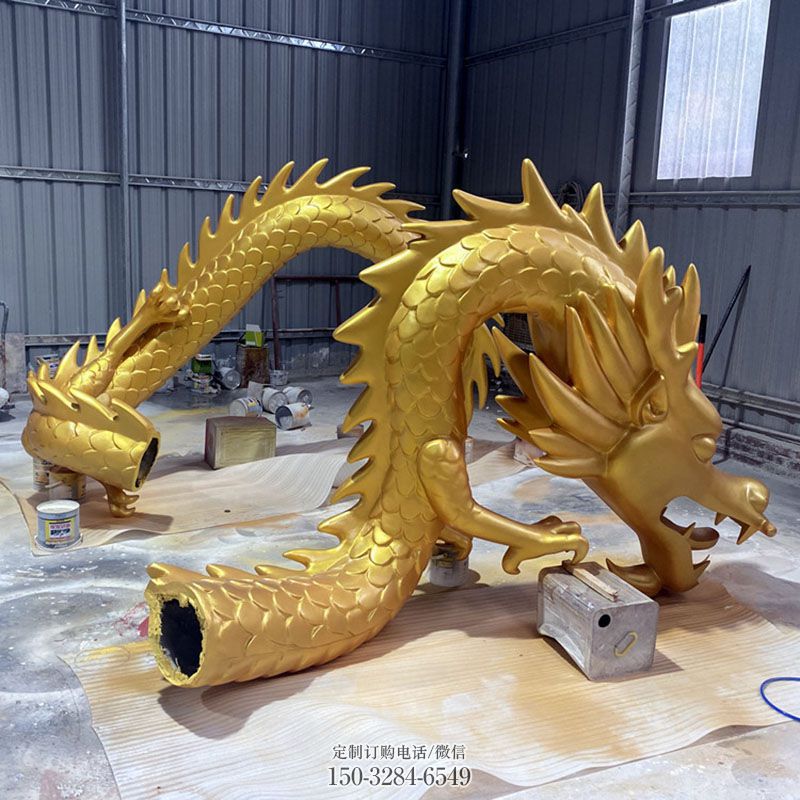 中式龙头雕塑 园林景观雕塑精选 园林半身龙雕塑摆件订做